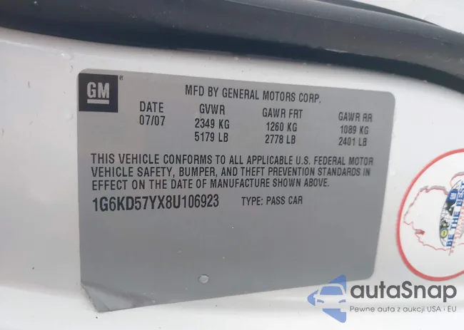 1G6KD57YX8U106923: 43237276