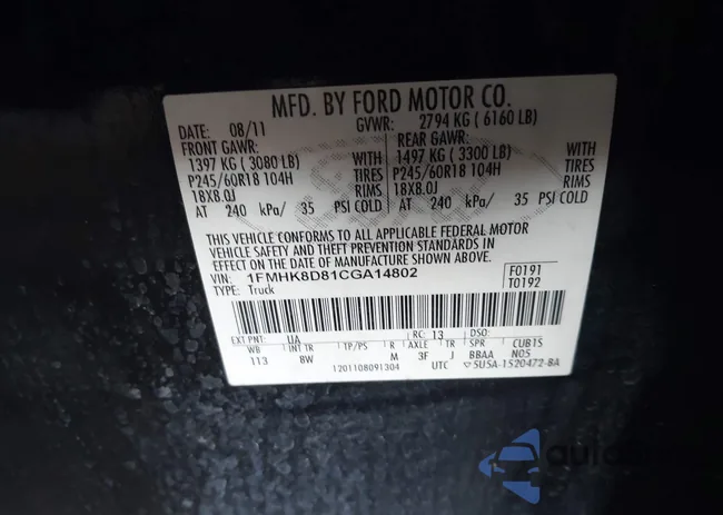 1FMHK8D81CGA14802: 43237351