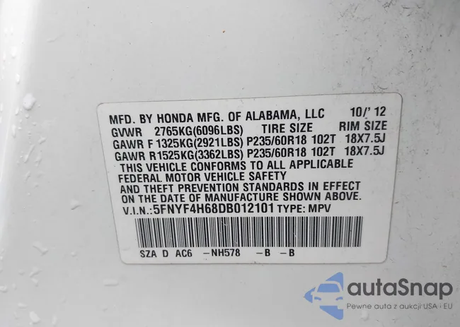 5FNYF4H68DB012101: 43237395