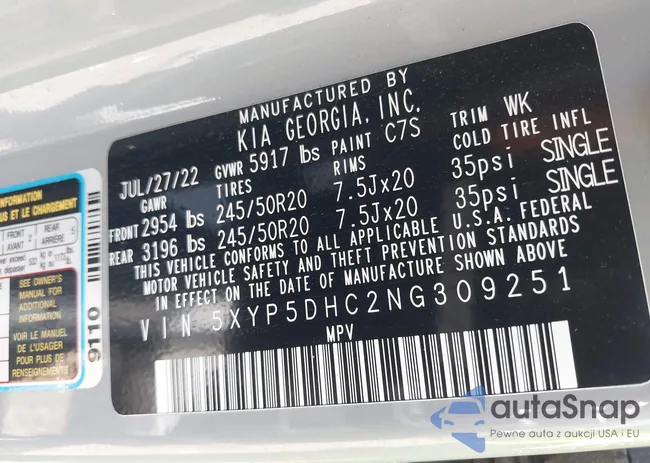 5XYP5DHC2NG309251: 43237426