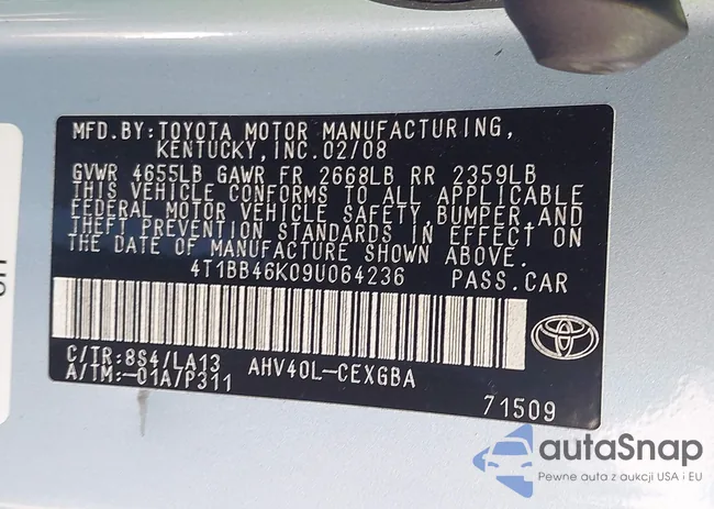 4T1BB46K09U064236: 43236468