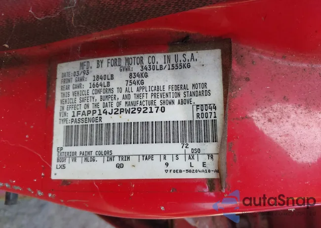 1FAPP14J2PW292170: 43236680