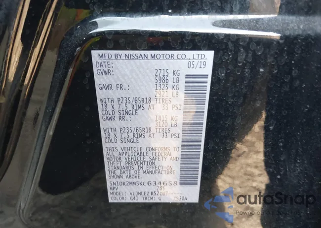 5N1DR2MM5KC634658: 43236687