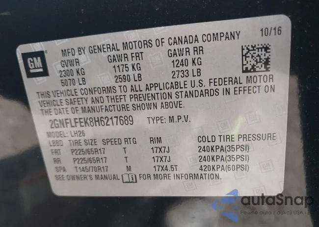 2GNFLFEK8H6217689: 43236705