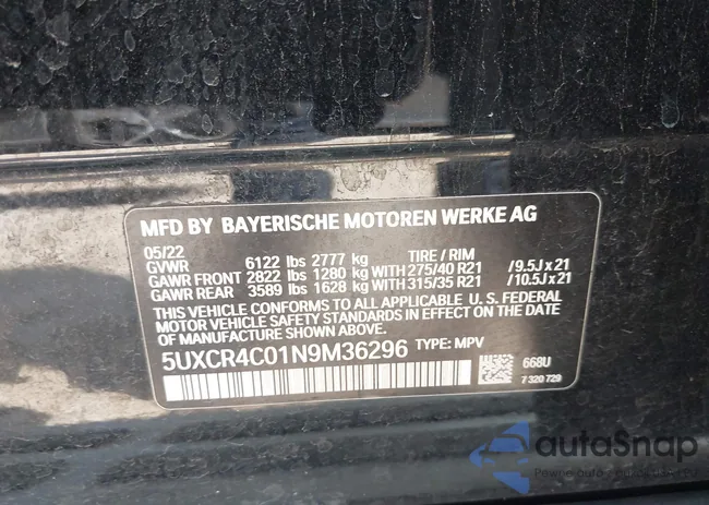 5UXCR4C01N9M36296: 43237883