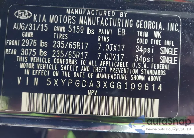 5XYPGDA3XGG109614: 43237892