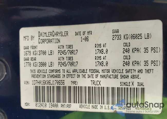 1D7HA16K06J170656: 43237890