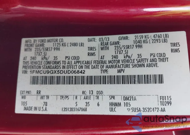 1FMCU9GX5DUD06842: 43237964