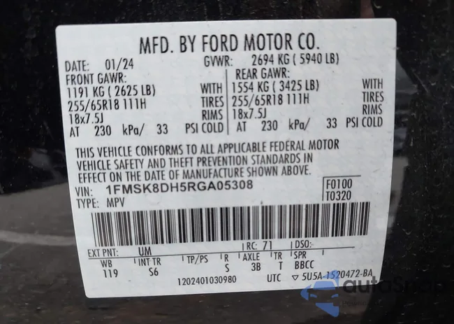 1FMSK8DH5RGA05308: 43238064