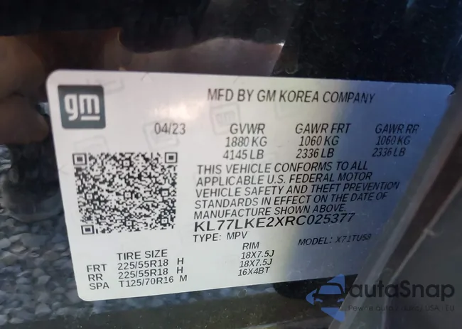 KL77LKE2XRC025377: 43238271