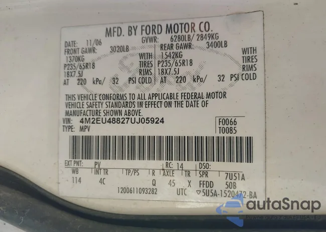 4M2EU48827UJ05924: 43238330