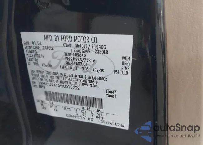 1FMCU94135KD13222: 43238341