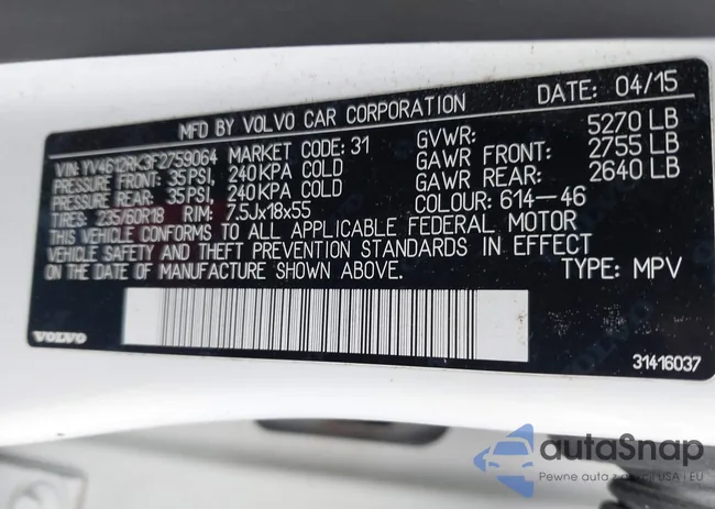 YV4612RK3F2759064: 43238358