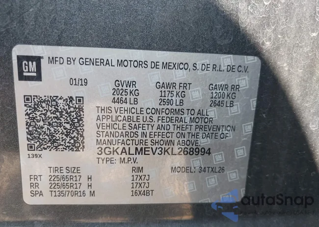 3GKALMEV3KL268994: 43238428