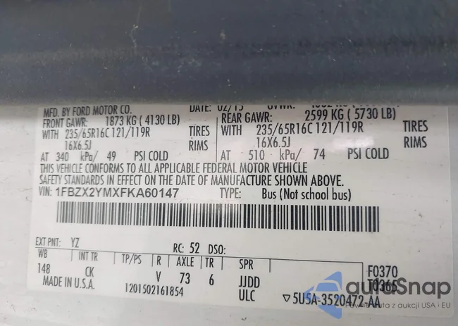 1FBZX2YMXFKA60147: 43237486