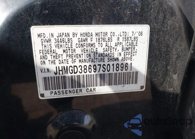 JHMGD38697S018961: 43237538