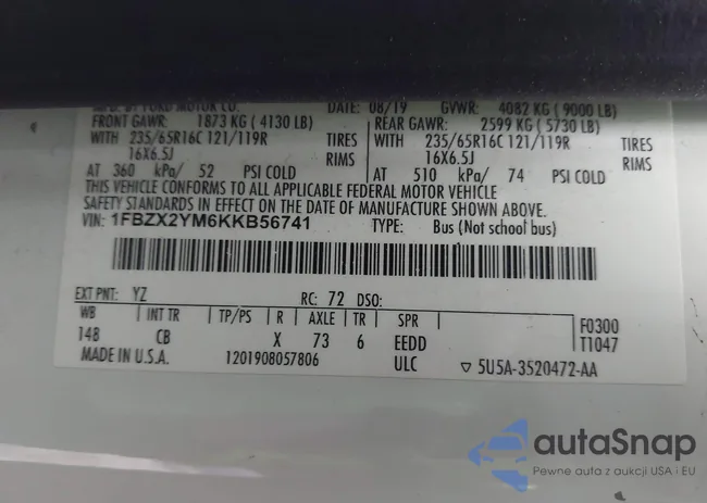 1FBZX2YM6KKB56741: 43237574