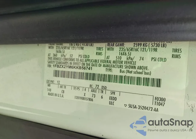 1FBZX2YM6KKB56741: 43237574