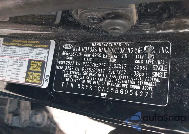 5XYKTCA15BG054271: 43237588