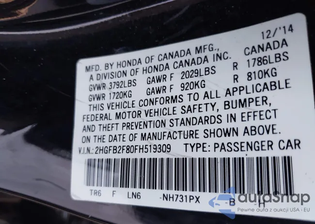 2HGFB2F80FH519309: 43237699