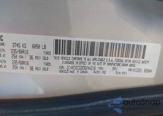 2C4RDGCG3CR244216: 43237797