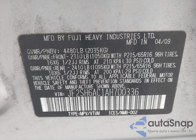 JF2SH6AC1AH700336: 43237855