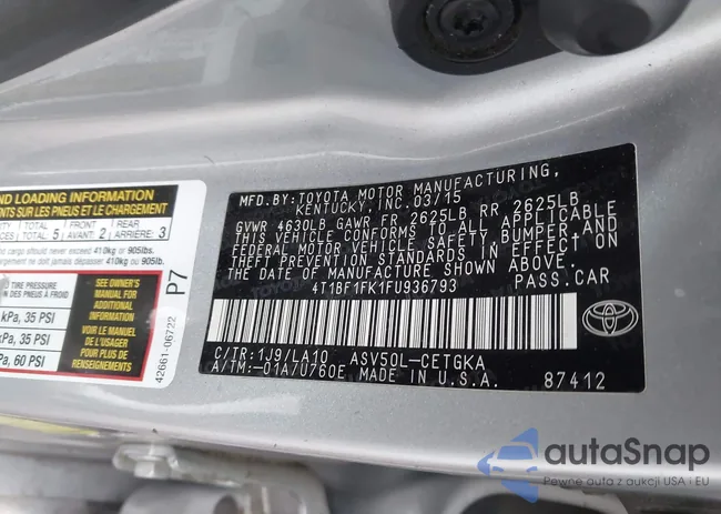 4T1BF1FK1FU936793: 43238910