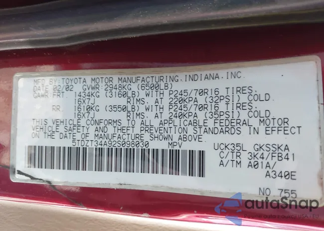 5TDZT34A92S098030: 43239089