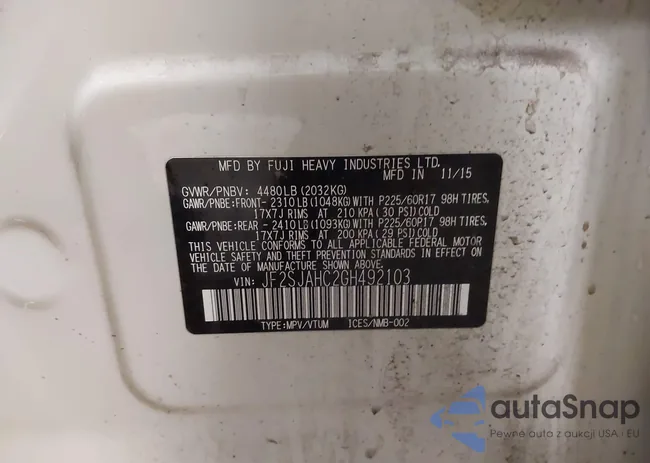 JF2SJAHC2GH492103: 43239106