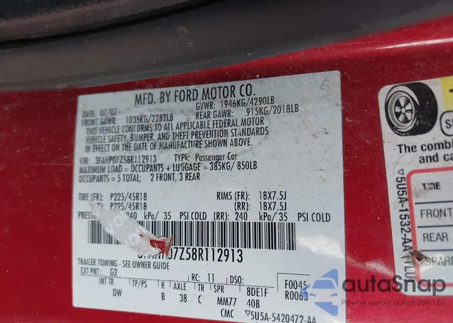 3FAHP07Z58R112913: 43239268