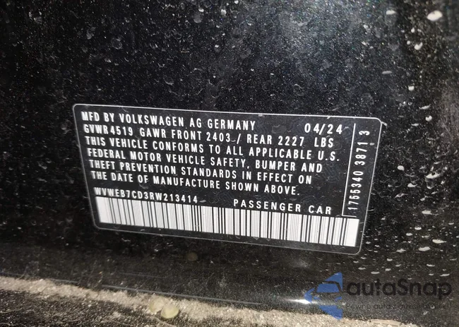 WVWEB7CD3RW213414: 43239302