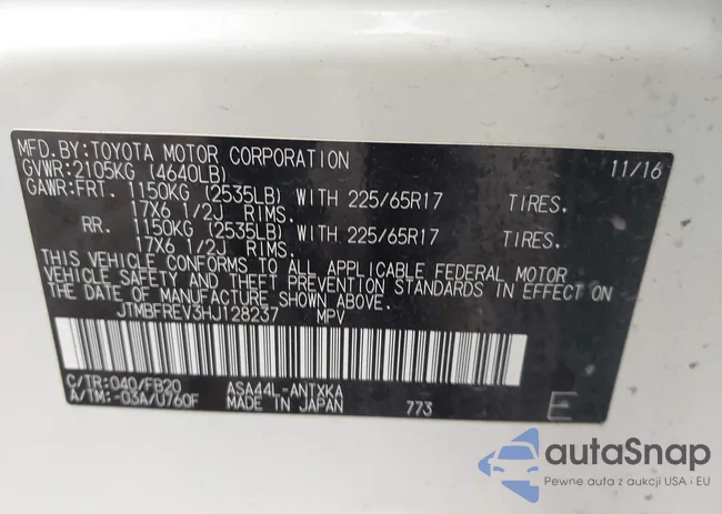 JTMBFREV3HJ128237: 43239304