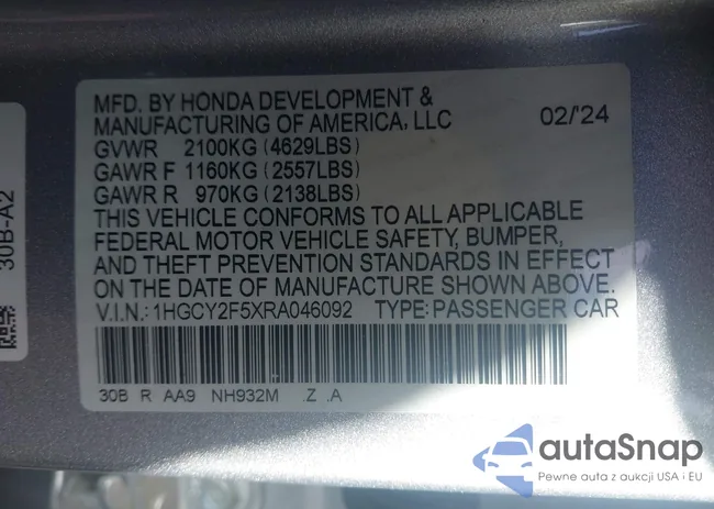 1HGCY2F5XRA046092: 43239319