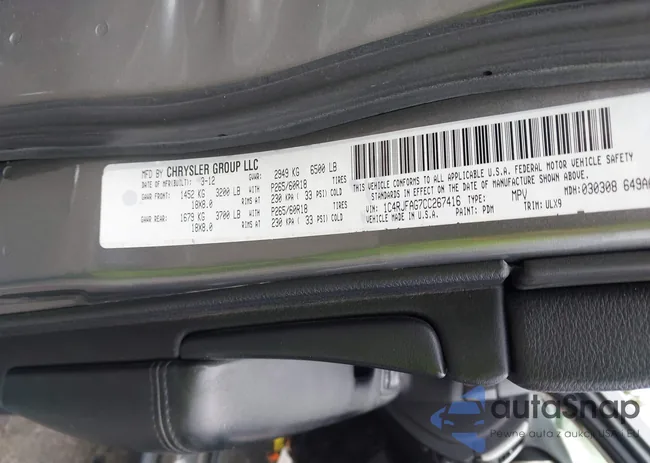 1C4RJFAG7CC267416: 43239347