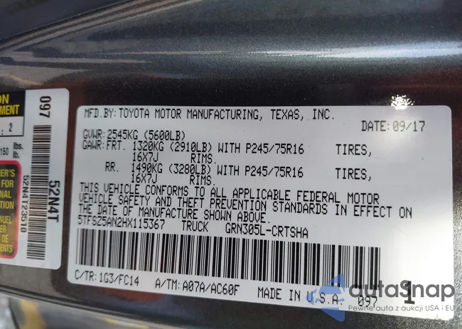 5TFSZ5AN2HX115367: 43238483