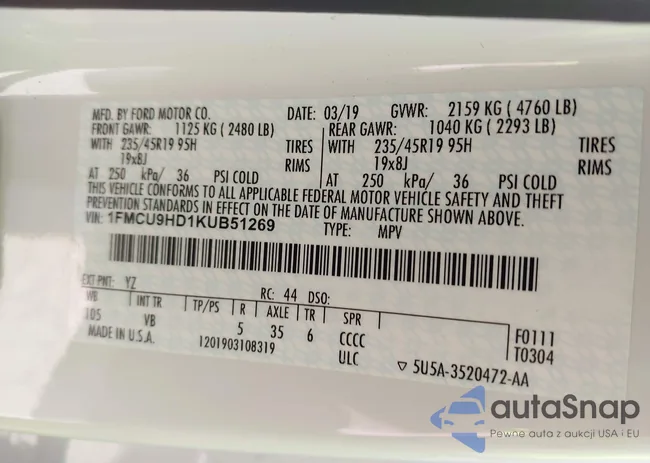 1FMCU9HD1KUB51269: 43238671