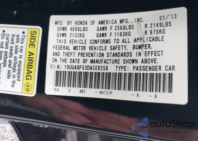 19UUA8F53DA009258: 43238744