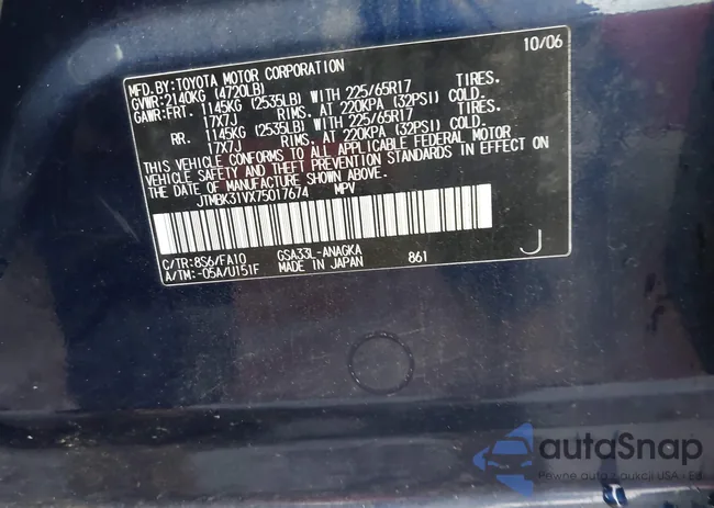 JTMBK31VX75017674: 43238863