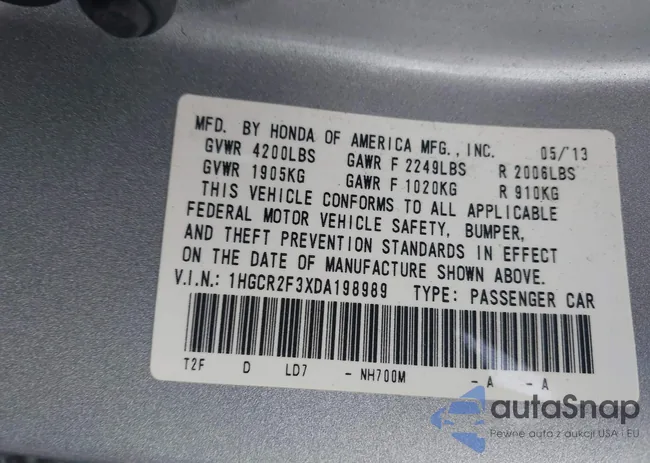 1HGCR2F3XDA198989: 43239890