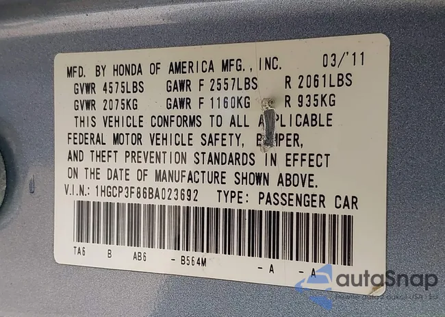 1HGCP3F86BA023692: 43240055