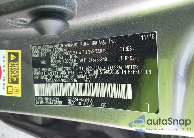 5TDJZRFH7HS360516: 43240085