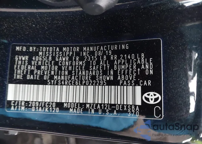 5YFS4RCE6LP022295: 43240133