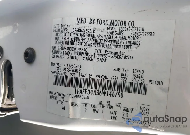 1FAFP34N36W146790: 43240142