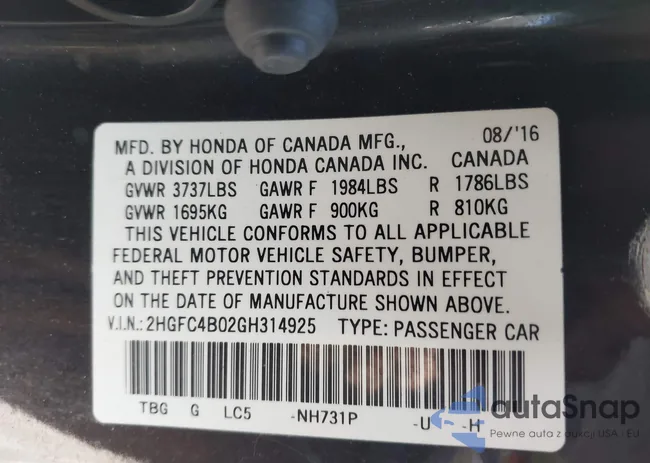 2HGFC4B02GH314925: 43240155