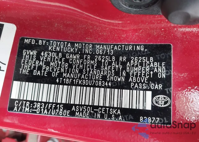 4T1BF1FK9DU708344: 43240215