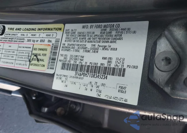 3FA6P0H71DR345234: 43240239