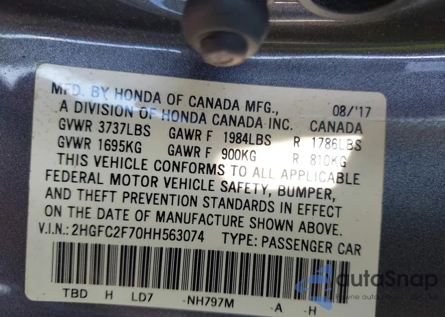 2HGFC2F70HH563074: 43240396