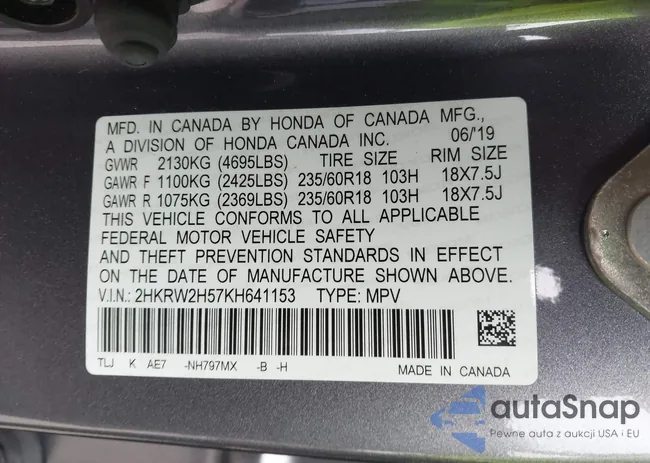 2HKRW2H57KH641153: 43240408