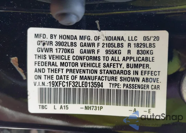 19XFC1F32LE013594: 43240437