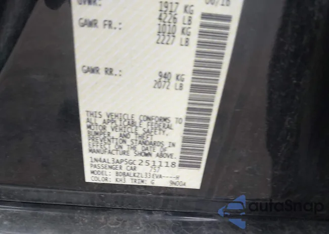 1N4AL3AP5GC251118: 43240443